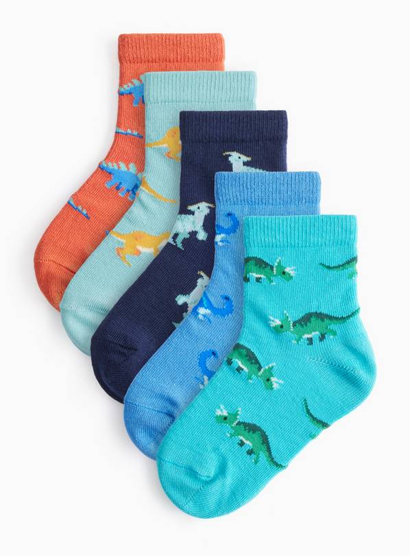 Dino Ankle Socks 5 Pack 12.5-3.5